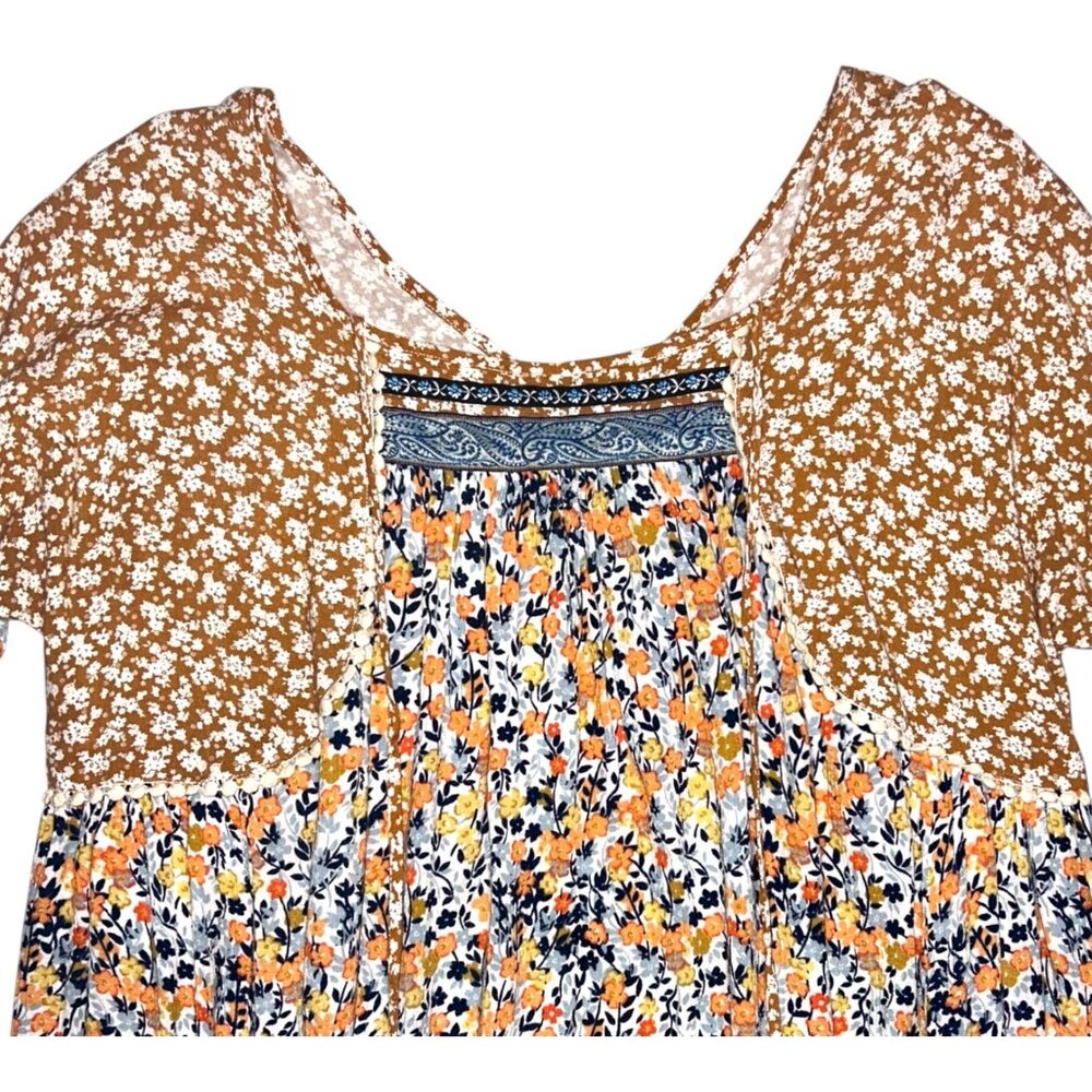 Uncle Frank by Ivy Jane Dress / Boho Floral Tunic Top / Size Large Made in USA